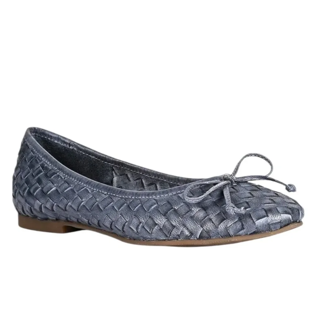 Bed‎ Stu ROAN Woven Leather Buisness Women's size 7.5 Balletcore Bow Casual Flat